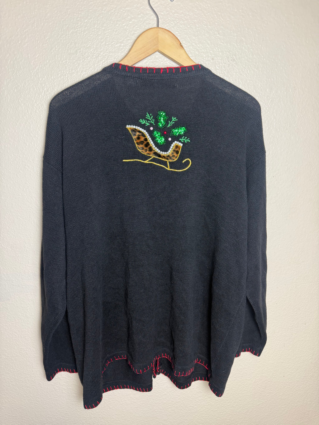Victoria Jones 55% Ramie 45% Cotton 2X Black Christmas Sweater