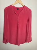 Talbots 100% Silk Size 8 Coral Long Sleeve