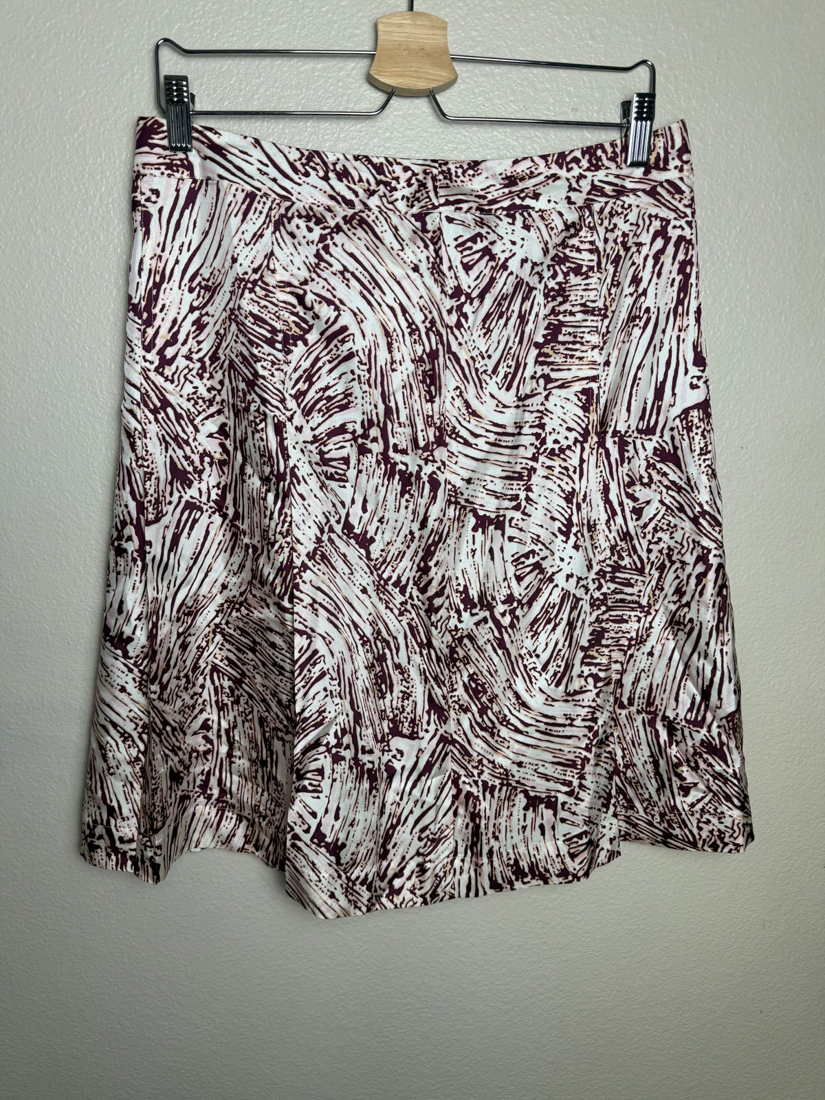 Merona 100% Silk Size 10 Cream and Maroon A-Line Skirt