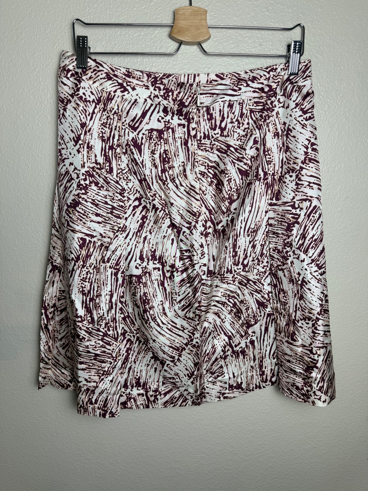 Merona 100% Silk Size 10 Cream and Maroon A-Line Skirt